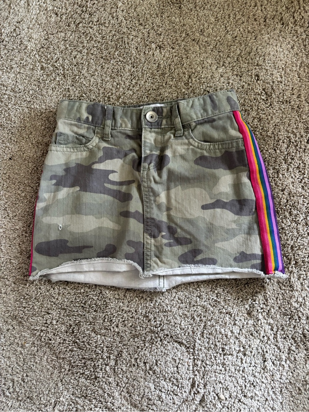 Girls' Camo Skirt with Rainbow Side Stripe